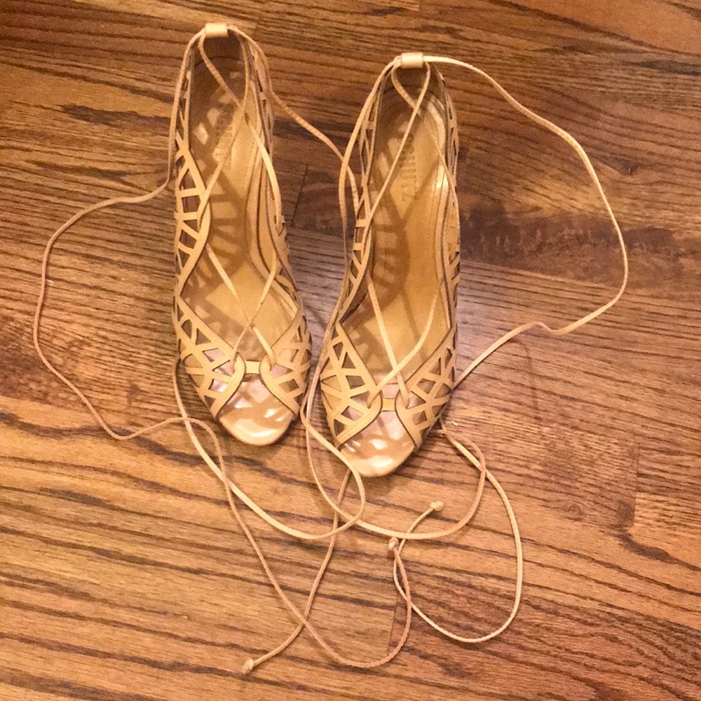 SCHUTZ Nude Lace Up Pumps